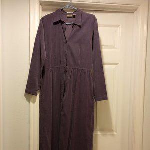 Corduroy LL Bean Long  Shirt Dress, long sleeves, Lavender